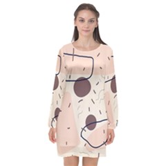 Sky Clouds Stars Starry Cloudy Long Sleeve Chiffon Shift Dress  by Grandong