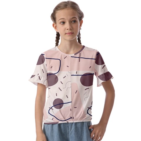 Sky Clouds Stars Starry Cloudy Kids  Cuff Sleeve Scrunch Bottom T-shirt by Grandong