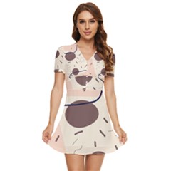 Sky Clouds Stars Starry Cloudy V-neck High Waist Chiffon Mini Dress by Grandong