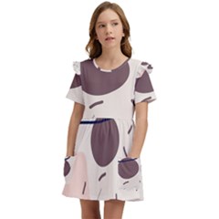 Sky Clouds Stars Starry Cloudy Kids  Frilly Sleeves Pocket Dress by Grandong