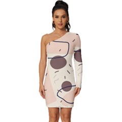 Sky Clouds Stars Starry Cloudy Long Sleeve One Shoulder Mini Dress by Grandong