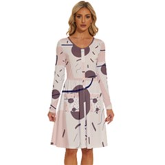 Sky Clouds Stars Starry Cloudy Long Sleeve Dress With Pocket by Grandong