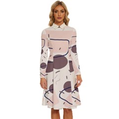 Sky Clouds Stars Starry Cloudy Long Sleeve Shirt Collar A-line Dress by Grandong