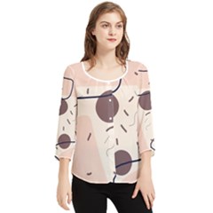 Stars Clouds Border Frame Chiffon Quarter Sleeve Blouse by Grandong