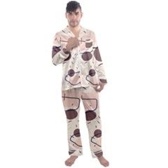 Stars Clouds Border Frame Men s Long Sleeve Satin Pajamas Set by Grandong