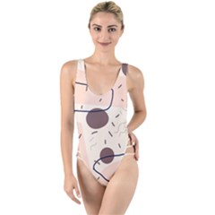 Stars Clouds Border Frame High Leg Strappy Swimsuit by Grandong