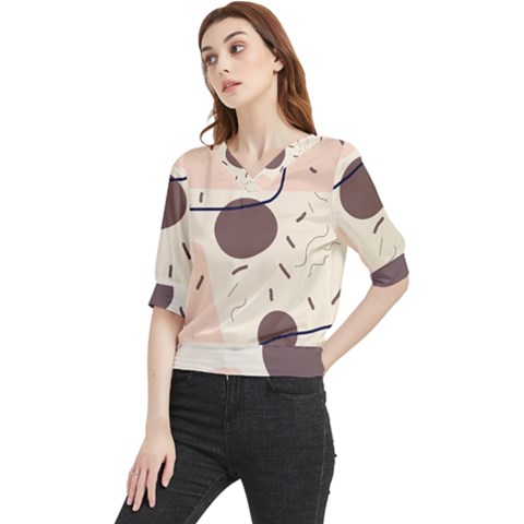 Stars Clouds Border Frame Quarter Sleeve Blouse by Grandong