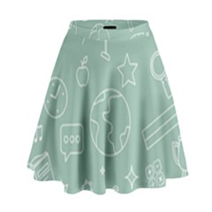 Board Chalk School Earth Book High Waist Skirt by Grandong