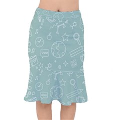 Board Chalk School Earth Book Short Mermaid Skirt by Grandong