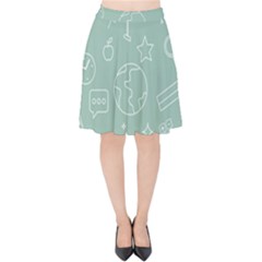 Board Chalk School Earth Book Velvet High Waist Skirt by Grandong