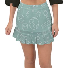 Board Chalk School Earth Book Fishtail Mini Chiffon Skirt by Grandong