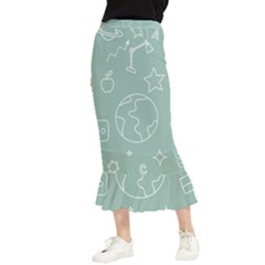 Board Chalk School Earth Book Maxi Fishtail Chiffon Skirt by Grandong