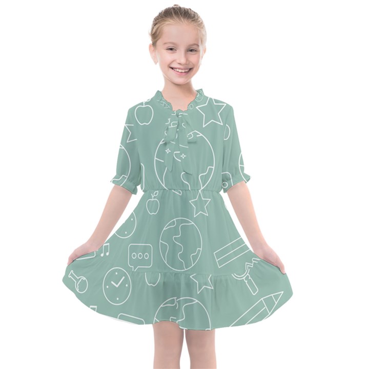 Board Chalk School Earth Book Kids  All Frills Chiffon Dress