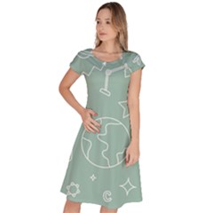 Board Chalk School Earth Book Classic Short Sleeve Dress by Grandong