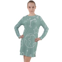 Board Chalk School Earth Book Long Sleeve Hoodie Dress by Grandong