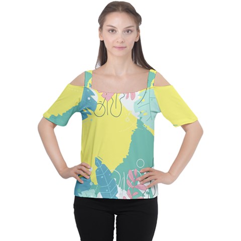 Plants Eaves Border Frame Cutout Shoulder T-shirt by Grandong