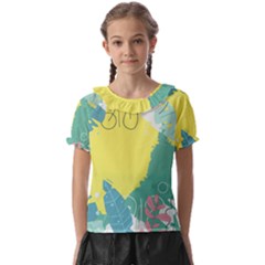 Plants Eaves Border Frame Kids  Frill Chiffon Blouse by Grandong