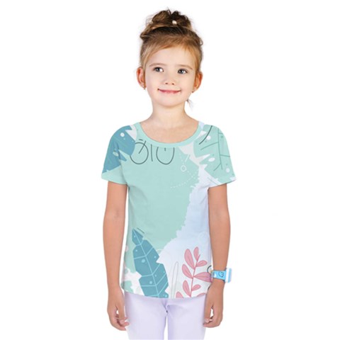 Plants Leaves Border Frame Kids  One Piece T-shirt by Grandong