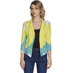 Plants Eaves Border Frame Women s Casual 3/4 Sleeve Spring Jacket by Grandong