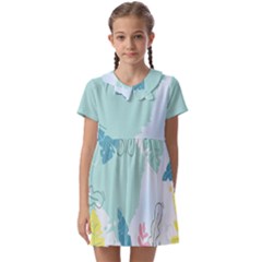 Plants Leaves Border Frame Kids  Asymmetric Collar Dress