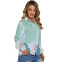 Plants Leaves Border Frame Women s Long Sleeve Button Up Shirt View3