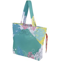 Plant Leaves Border Frame Drawstring Tote Bag by Grandong