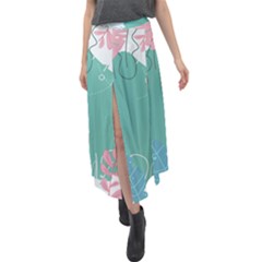 Plant Leaves Border Frame Velour Split Maxi Skirt by Grandong