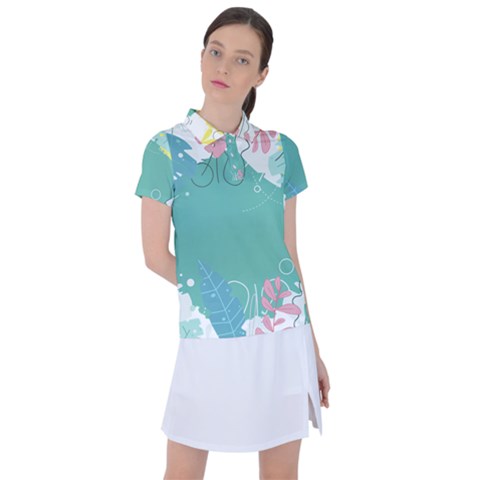 Plant Leaves Border Frame Women s Polo T-shirt by Grandong