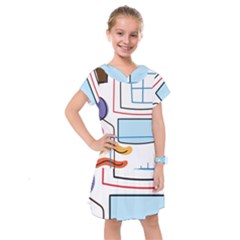 Sketch Line Art Doodles Design Kids  Drop Waist Dress by Grandong