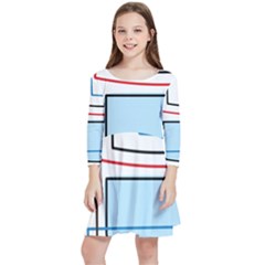 Sketch Line Art Doodles Design Kids  Quarter Sleeve Skater Dress by Grandong