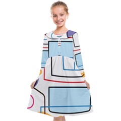 Sketch Line Art Doodles Design Kids  Midi Sailor Dress by Grandong