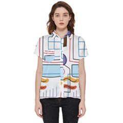 Sketch Line Art Doodles Design Short Sleeve Pocket Shirt by Grandong