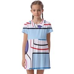 Sketch Line Art Doodles Design Kids  Asymmetric Collar Dress by Grandong