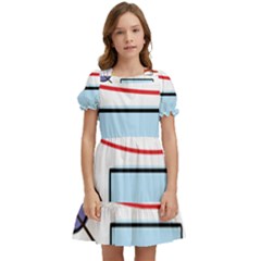 Sketch Line Art Doodles Design Kids  Puff Sleeved Dress by Grandong