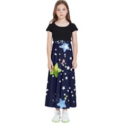 Abstract Eart Cover Blue Gift Kids  Flared Maxi Skirt by Grandong