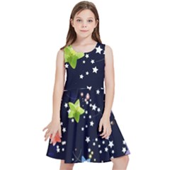 Abstract Eart Cover Blue Gift Kids  Skater Dress by Grandong