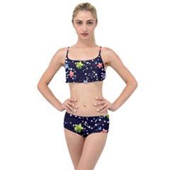 Abstract Eart Cover Blue Gift Layered Top Bikini Set