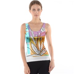 Flower Leaves Foliage Grass Doodle Women s Basic Tank Top by Grandong