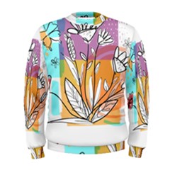 Flower Leaves Foliage Grass Doodle Men s Sweatshirt by Grandong