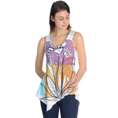 Flower Leaves Foliage Grass Doodle Sleeveless Tunic by Grandong