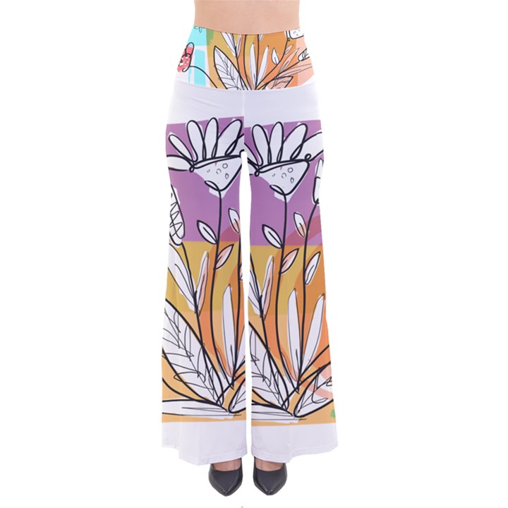 Flower Leaves Foliage Grass Doodle So Vintage Palazzo Pants