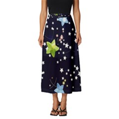 Abstract Eart Cover Blue Gift Classic Midi Chiffon Skirt by Grandong