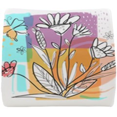 Flower Leaves Foliage Grass Doodle Seat Cushion by Grandong