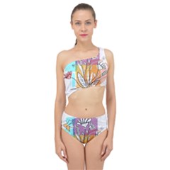 Flower Leaves Foliage Grass Doodle Spliced Up Two Piece Swimsuit by Grandong