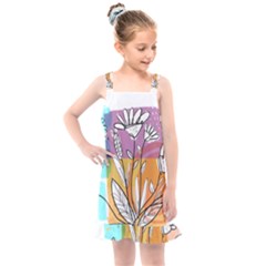 Flower Leaves Foliage Grass Doodle Kids  Overall Dress by Grandong