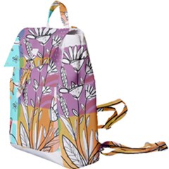 Flower Leaves Foliage Grass Doodle Buckle Everyday Backpack by Grandong