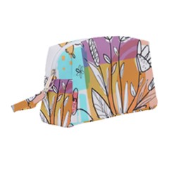 Flower Leaves Foliage Grass Doodle Wristlet Pouch Bag (medium) by Grandong