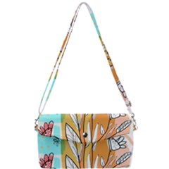 Flower Leaves Foliage Grass Doodle Removable Strap Clutch Bag by Grandong