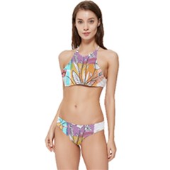 Flower Leaves Foliage Grass Doodle Banded Triangle Bikini Set by Grandong