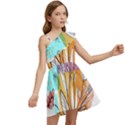 Flower Leaves Foliage Grass Doodle Kids  One Shoulder Party Dress View2